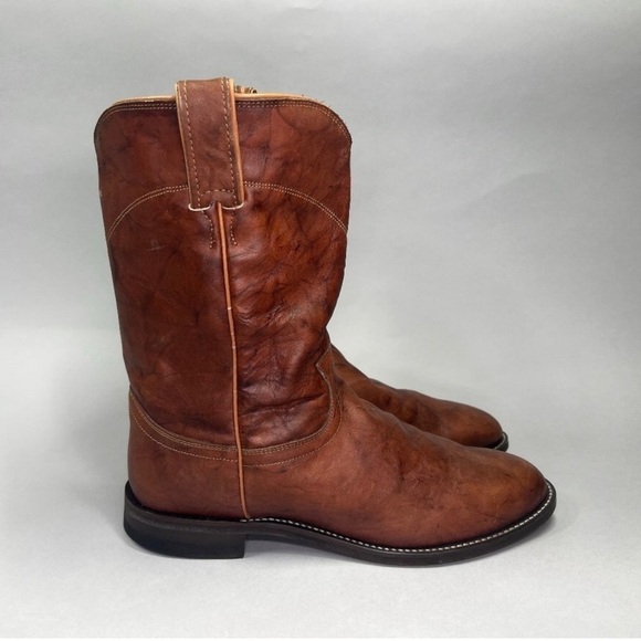 Justin Western Style Roper Boots Chestnut Brown Size 8.5B - Picture 2 of 15